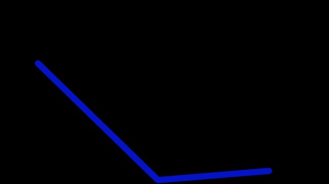 Glowing blue neon light trail forming right angle on black background