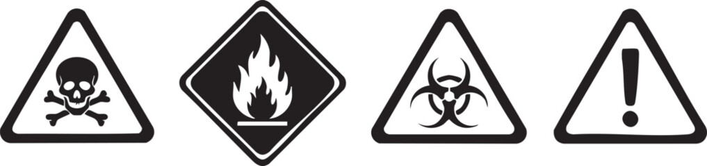 Four black and white nautical buoy symbols hazard safe water special purpose and restricted area © Umme