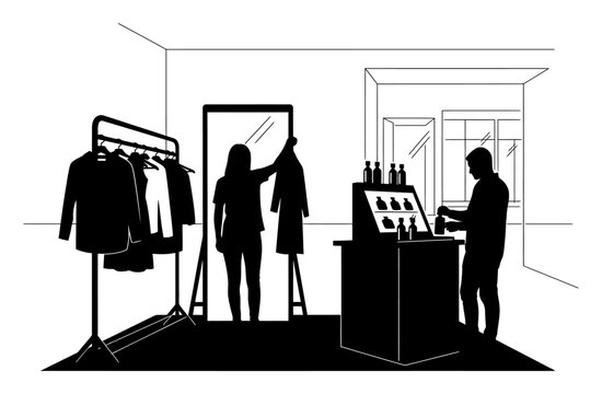 Retail Experience Station - Vector Illustration