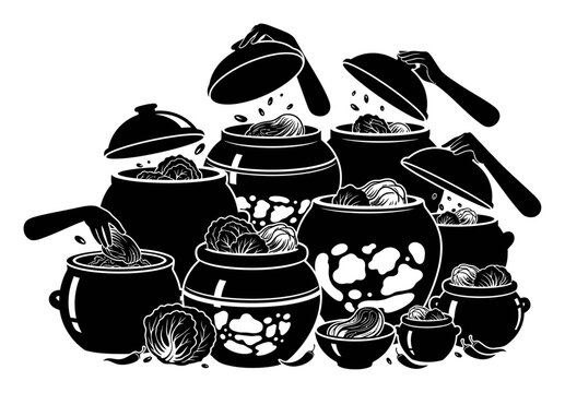 Kimchi Fermentation - Minimalist Vector Illustration