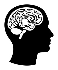 Obraz premium Neuroplasticity Brain - Silhouette Vector