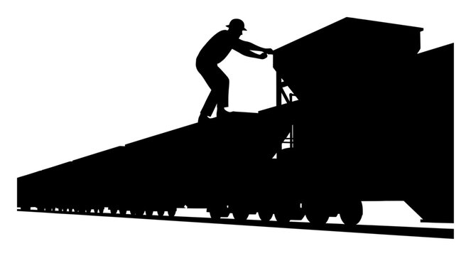 Freight Train Hopper - Silhouette Vector