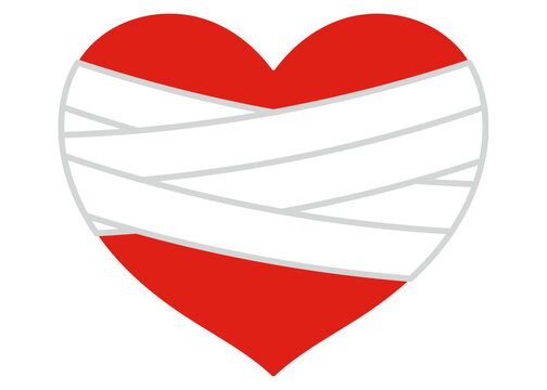 傷ついたハートのイラスト、傷心のイメージ