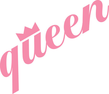 queen text with crown vector typography design