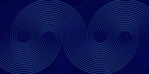 Fototapeta premium Abstract glowing circle lines on dark blue background. Geometric stripe line art design. Modern shiny blue lines. 