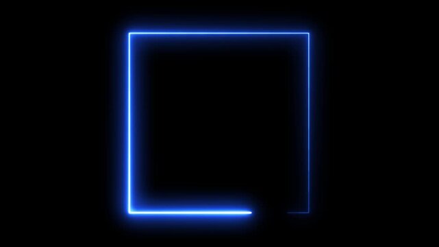 Blue neon square border motion effect.