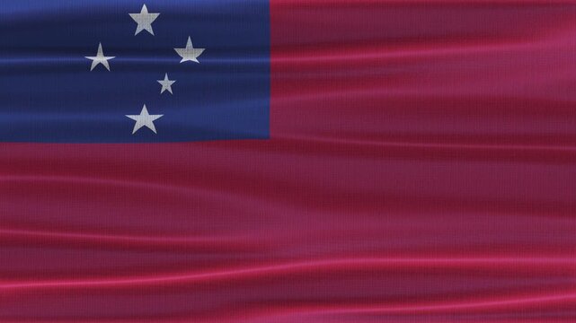 Samoa flag waving in the wind with high quality fabric texture