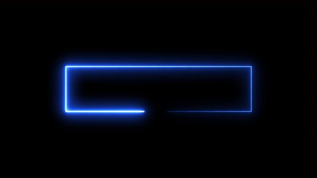 Blue neon glowing rectangle light frame.