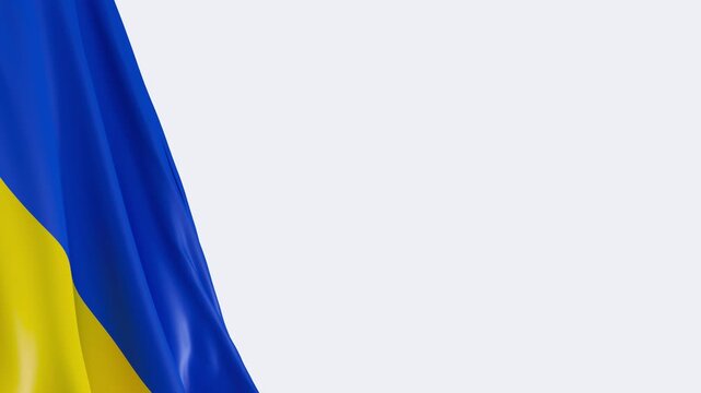 Ukrainian flag loop background left side with copy space on the left