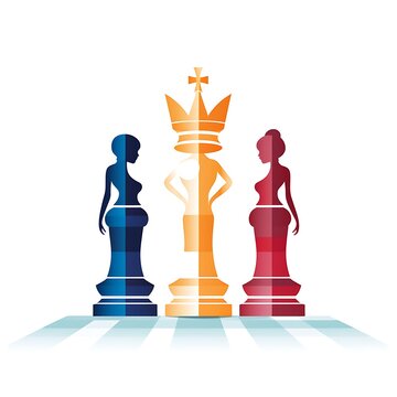 Elegant Glitter Chess Queen and Pawn Silhouettes