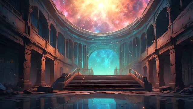 ゲーム背景　異教の地下神殿のパワーが溢れた闇の祭壇