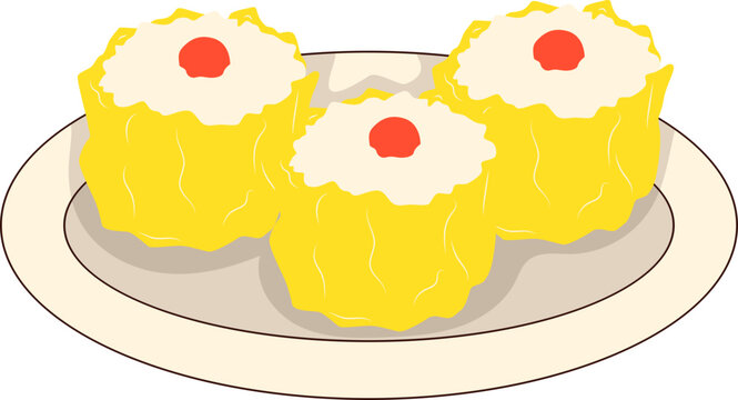 Dimsum and Siomay Indonesian Food Illustration