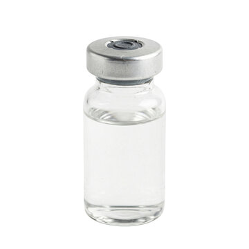 Clear glass injection vial mockup template, isolated transparent background for vaccine antibiotic liquid medicine packaging pharmaceutical healthcare advertisement ecommerce product display and medic