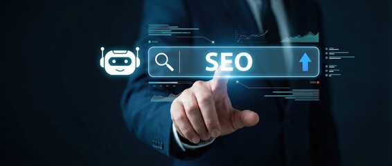 Fototapeta premium Enhancing seo strategies with ai tools in a business setting for digital marketing success