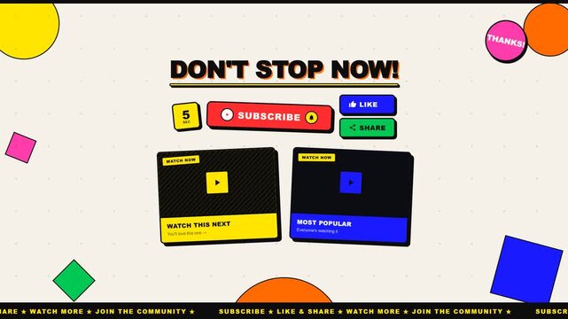 Dont Stop Now Engaging YouTube End Screen with Subscribe and Like Buttons.