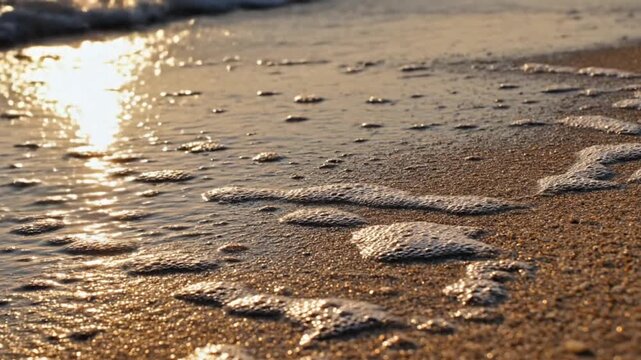 Ocean Foam Dissolving on Water Surface with Soft Wave Texture and Natural Motion
