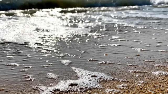Ocean Foam Dissolving on Water Surface with Soft Wave Texture and Natural Motion