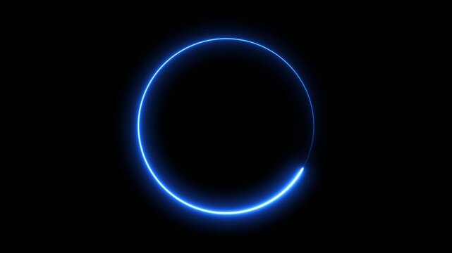 Neon blue light forming circle animation loop.