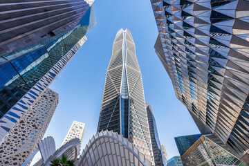 Obraz na płótnie Canvas Riyadh skyline KAFD King Abdullah Financial District skyscrapers in Riyadh, Saudi Arabia