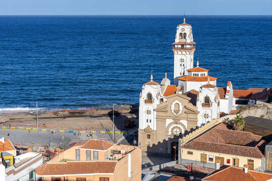 Candelaria on Tenerife island with church seaside holiday in Spain