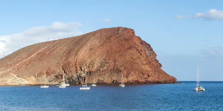 Montana Roja mountain sea vacation panorama on Tenerife island in Spain