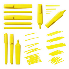 Fototapeta premium A collection of yellow markers and marker strokes