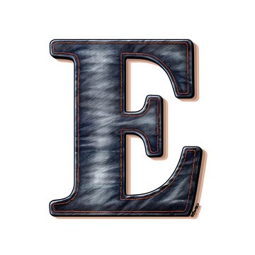 Elegant Denim Label with Latin Letter E