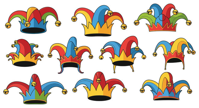 Jester Hats Collection - Colorful Medieval Fool Caps with Bells
