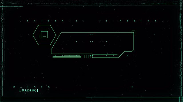 Futuristic Green HUD Loading Interface Animation with Hexagon Node Panel, Digital System UI Overlay Loop
