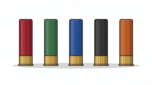 Simple Flat Design of Shotgun Shells in Various Colors Illustration