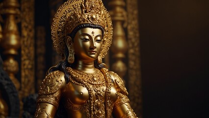 Obraz premium Artistic visualization of the statue is gold - Generative AI