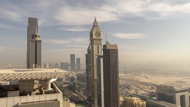 timelapse view of dubai skyscraper skyline