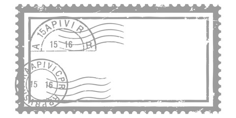 Obraz premium Blank vintage postage stamp with postmark cancellations isolated on white background vector illustration for mail design