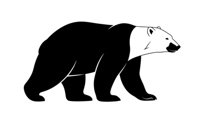 Fototapeta premium Stylized Black and White Bear Walking Silhouette Vector