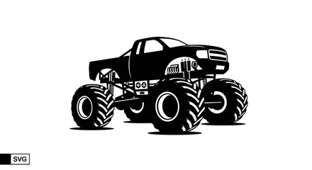 Black Monster Truck Silhouette Vector Illustration © Herukloro