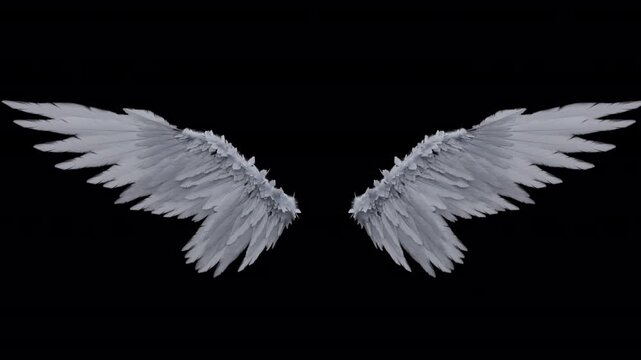 Realistic White Feather Wings Animation