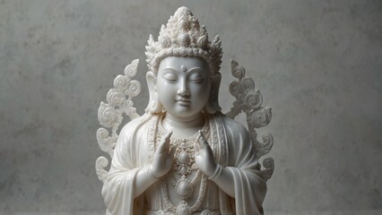 Obraz premium Generative AI illustration: white statue sitting on top of table with detailed texture