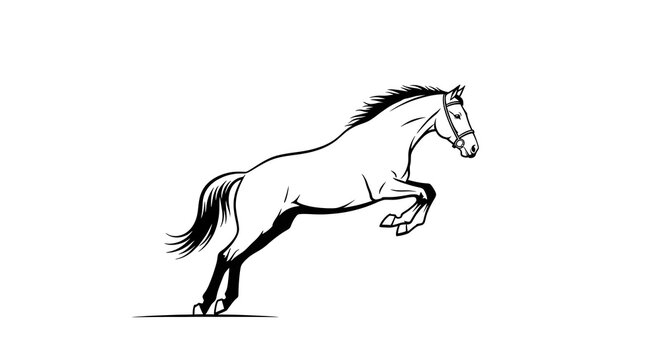 Elegant Horse Leaping with Dynamic Pose and Flowing Mane.