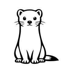 Logotipo con dibujo sencillo con líneas de una comadreja o armiño de frente  © teracreonte