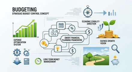 Fototapeta premium Strategic budgeting and financial planning concept with infographic elements