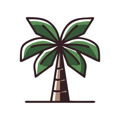 Logo agencia de viajes. Vacaciones de verano. Dibujo sencillo con líneas en estilo geométrico de la palma con relleno de colores  © teracreonte