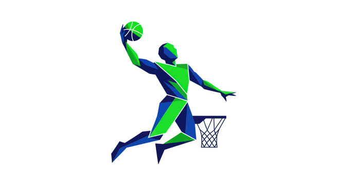 Geometric Basketball Player Dunking