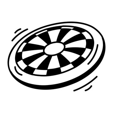 A glyph style icon depicting a frisbee disc  
