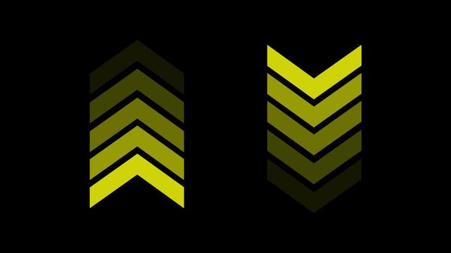 Arrow icon concept animation, arrows sign uo to down animation concept,green arrow loop animation left direction concept, 4k black background icon animation