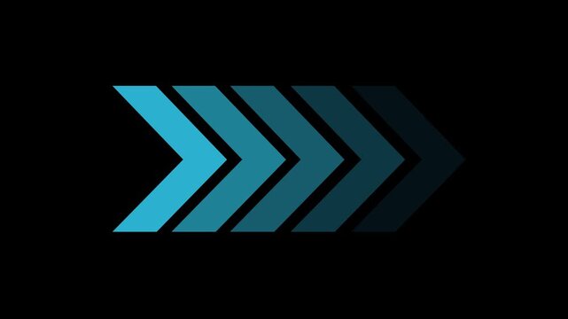 Arrow icon concept animation, arrows sign left to right animation concept,blue arrow loop animation left direction concept, 4k black background icon animation