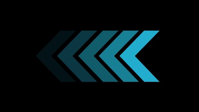 Arrow icon concept animation, arrows sign right to left animation concept,blue arrow loop animation left direction concept, 4k black background icon animation