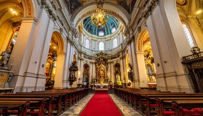 Fototapeta premium Stunning interior view of a grand cathedral with ornate details.