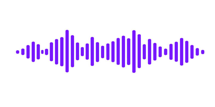 This digital blue waveform illustration features a sound wave vector design representing audio frequency data and music equalizer bars on a technology growth chart for a business market graph