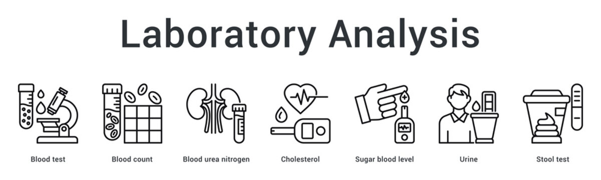 Laboratory analysis banner web icon processes blood and specimen tests for comprehensive metabolic health evaluation.