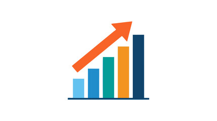 Fototapeta premium Business growth bar chart with red upward arrow. Financial success and profit vector icon